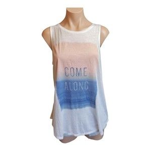 Old Navy Womens L Lightweight Relaxed Fit Crew Neck Scoop Hem Tank Shirt Graphic